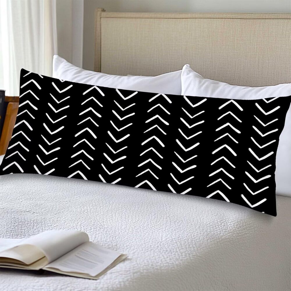 4867 Black Body Pillow Cover 20x54 Long Pillow Case Black and White